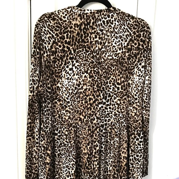 NWT Nina Leonard Leopard Print Swing Dress Long Sleeve V Neck Size XL - Picture 7 of 8